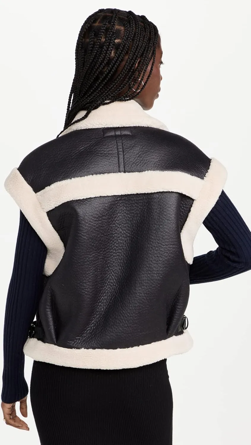 [BLANKNYC] Womens Vegan Leather and Sherpa Vest