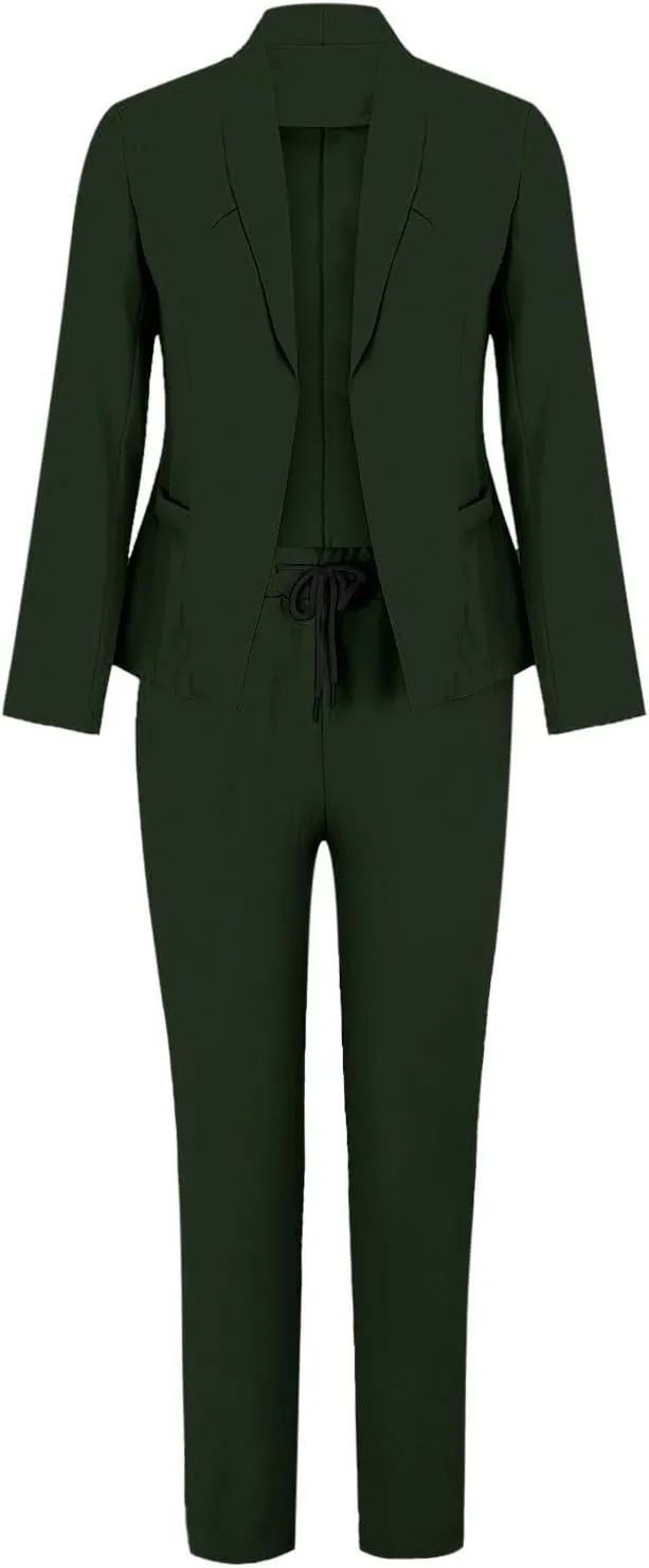 Blazer Sets Women 2 Piece Outfits Business Casual Outfits 2024 Dressy Casual Pant Suits Plus Size Wide Pants Suit