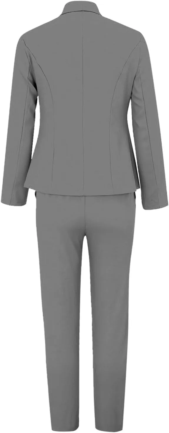 Blazer Sets Women 2 Piece Outfits Business Casual Outfits 2024 Dressy Casual Pant Suits Plus Size Wide Pants Suit