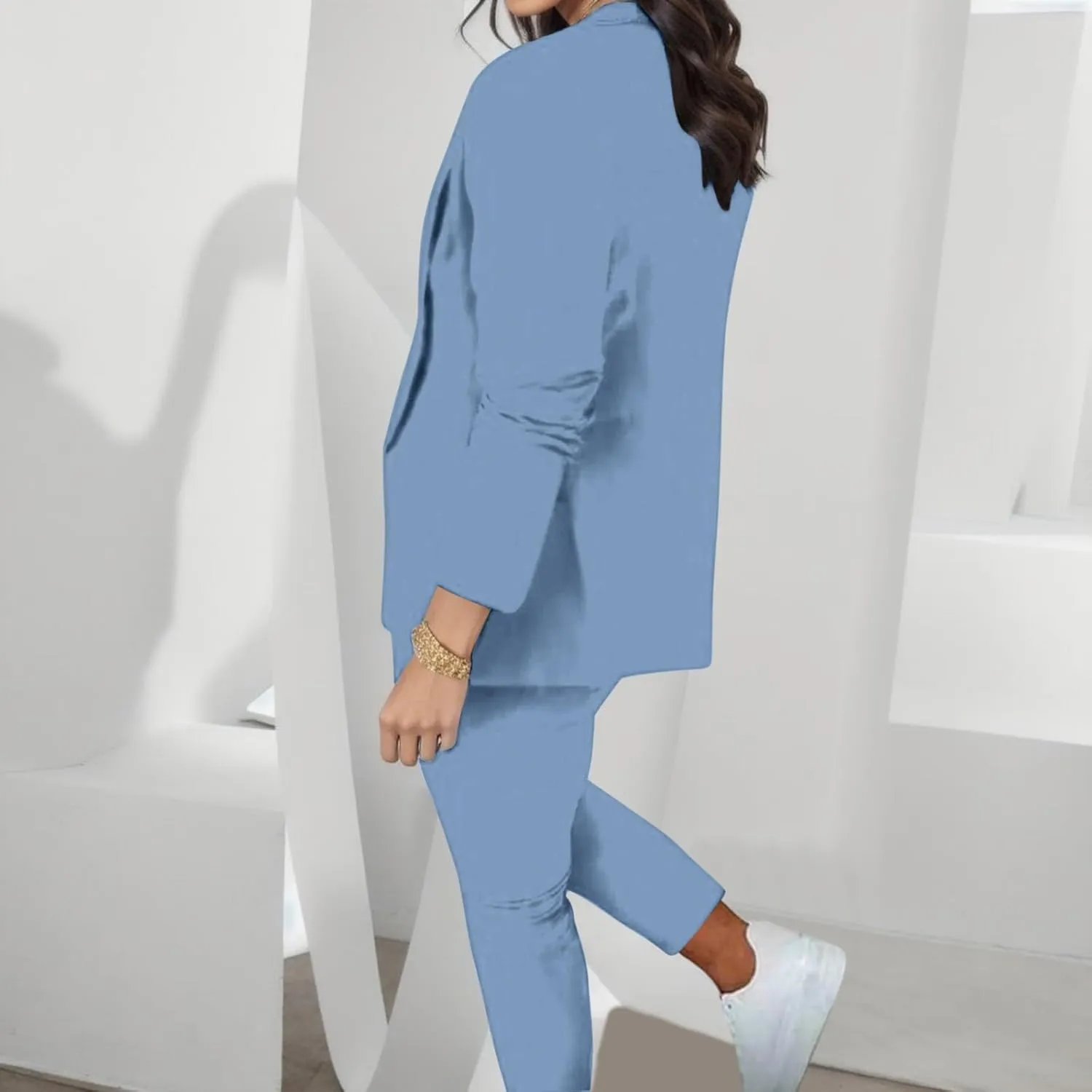 Blazer Sets Women 2 Piece Outfits Business Casual Outfits 2024 Dressy Casual Pant Suits Plus Size Wide Pants Suit
