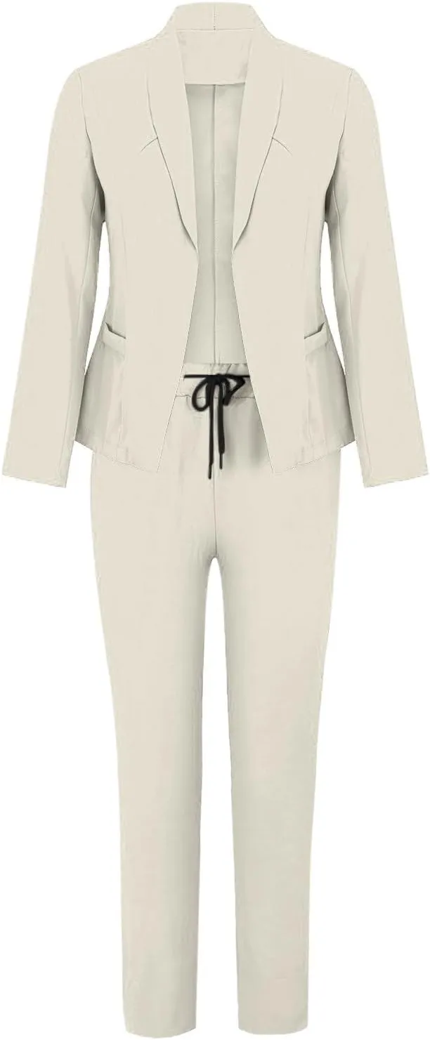 Blazer Sets Women 2 Piece Outfits Business Casual Outfits 2024 Dressy Casual Pant Suits Plus Size Wide Pants Suit