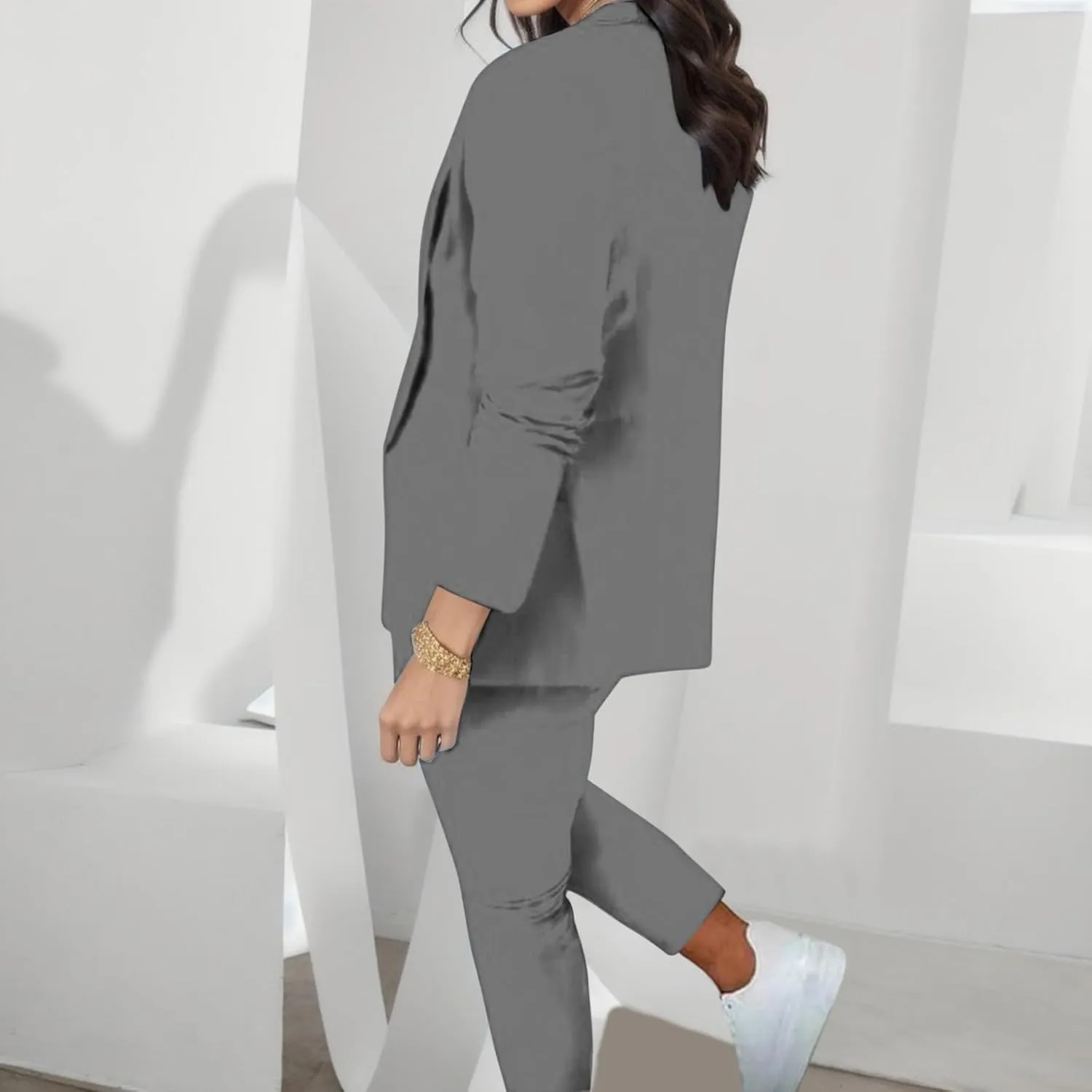 Blazer Sets Women 2 Piece Outfits Business Casual Outfits 2024 Dressy Casual Pant Suits Plus Size Wide Pants Suit