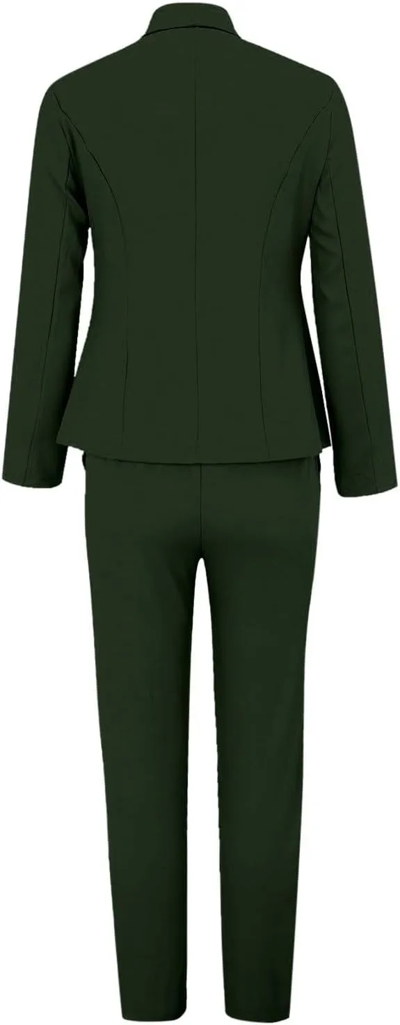 Blazer Sets Women 2 Piece Outfits Business Casual Outfits 2024 Dressy Casual Pant Suits Plus Size Wide Pants Suit