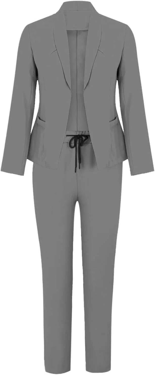 Blazer Sets Women 2 Piece Outfits Business Casual Outfits 2024 Dressy Casual Pant Suits Plus Size Wide Pants Suit