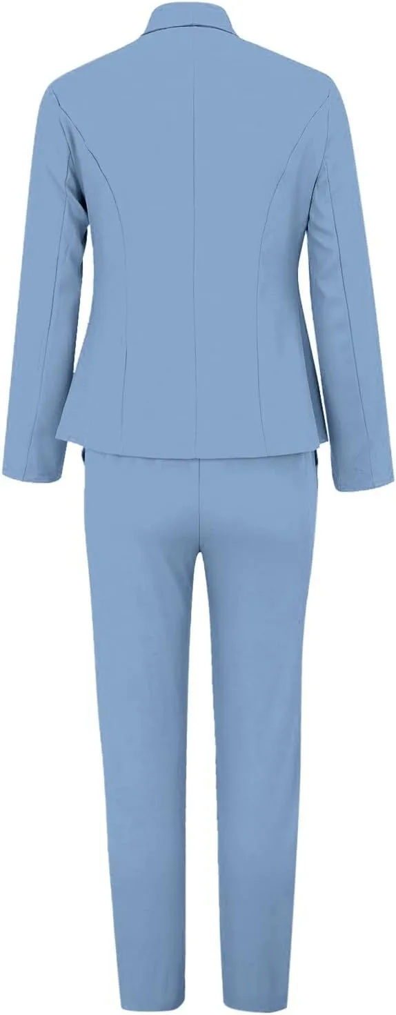 Blazer Sets Women 2 Piece Outfits Business Casual Outfits 2024 Dressy Casual Pant Suits Plus Size Wide Pants Suit