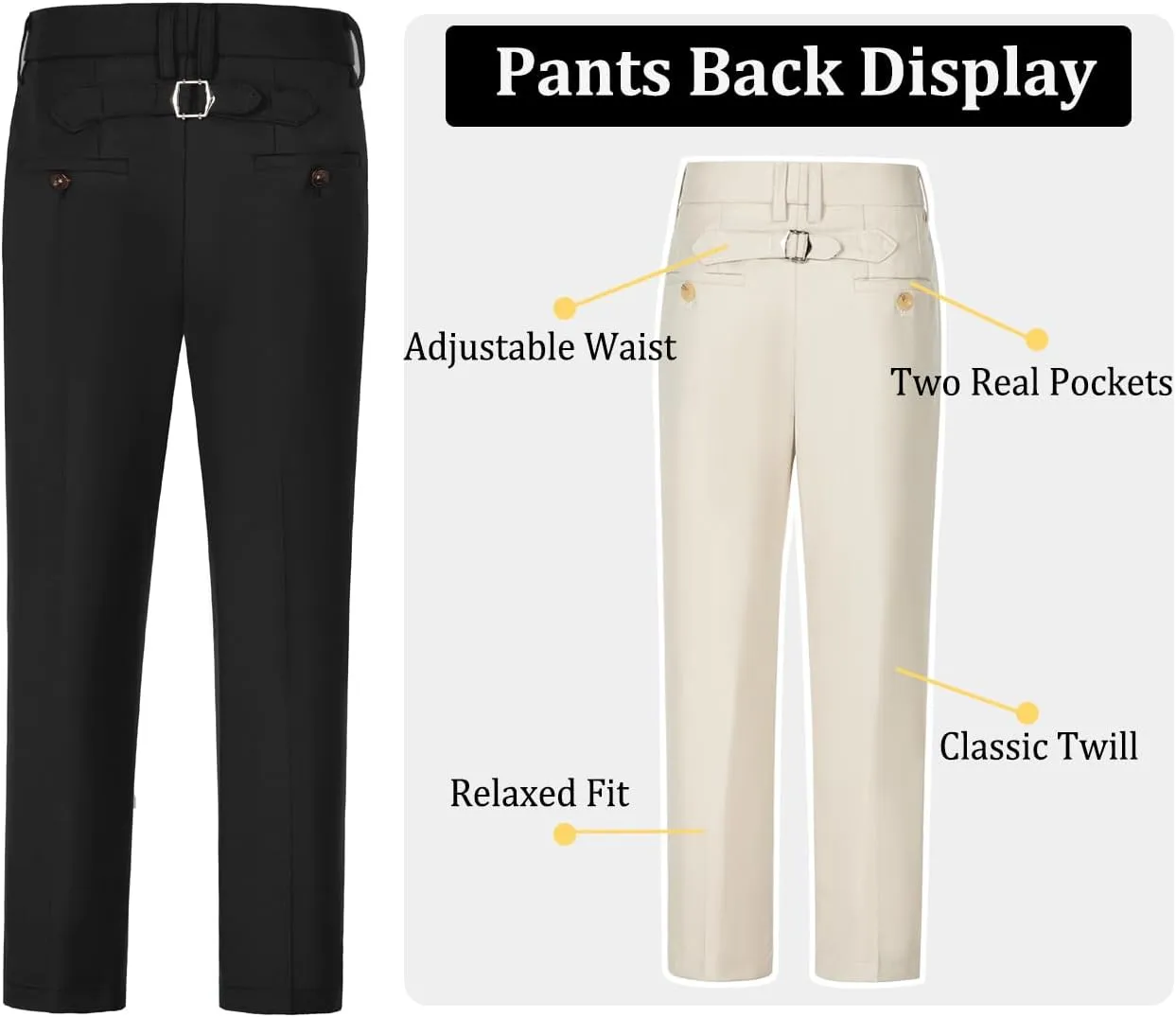 Boys Dress Pants Flat Front School Uniform Pants for Boys Toddler Kids Formal Boys Suit Pants
