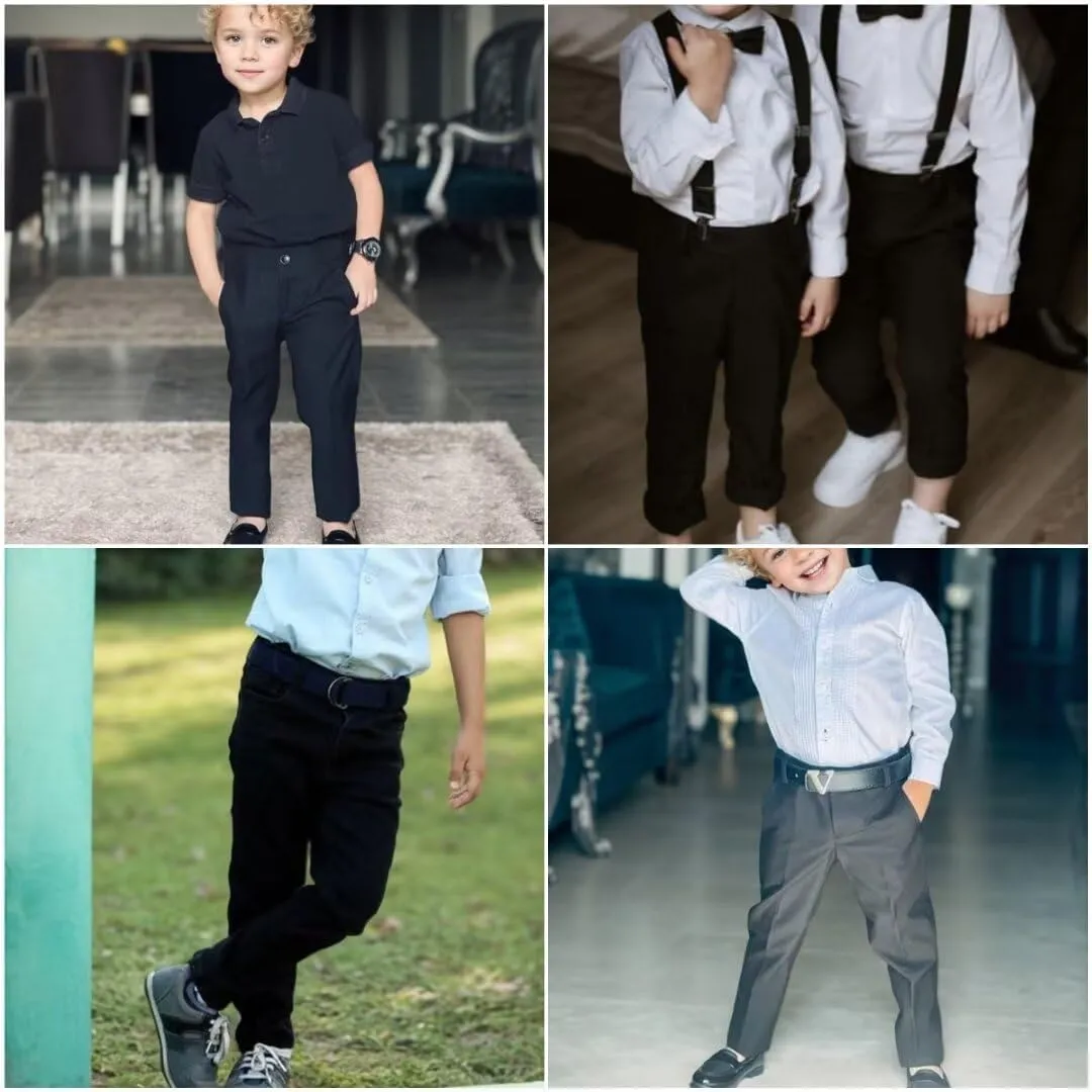 Boys Dress Pants Flat Front School Uniform Pants for Boys Toddler Kids Formal Boys Suit Pants