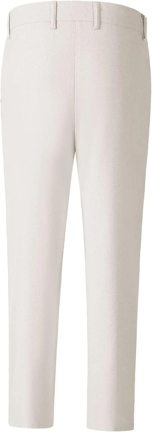 Boys' Linen Pants Lightweight Flat Front Dress Pants Kids School Uniform