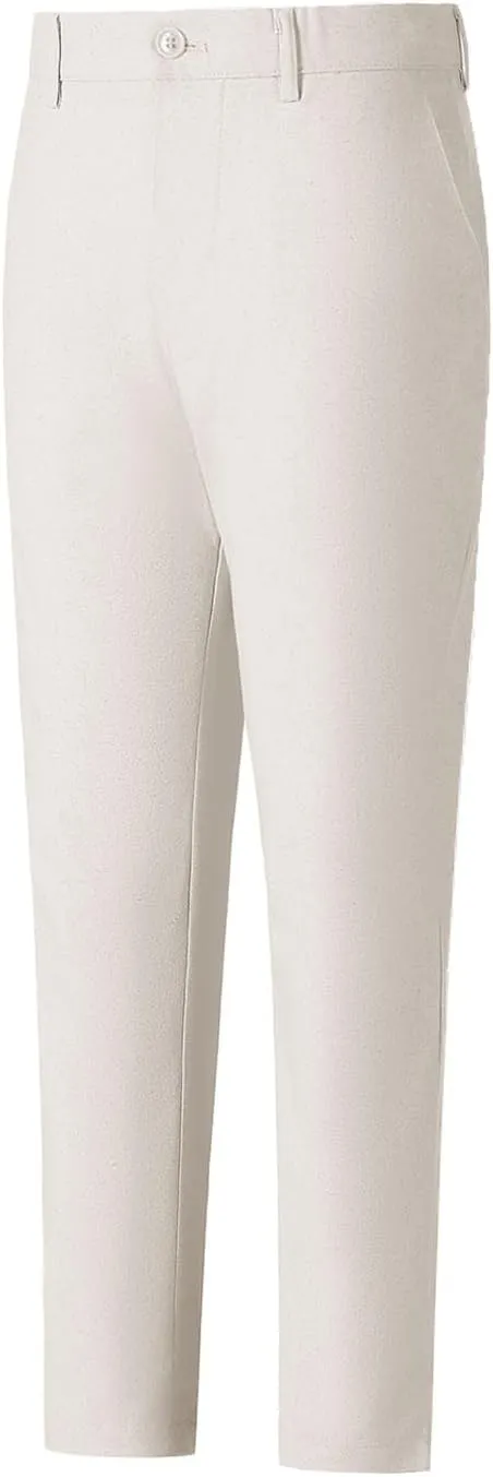 Boys' Linen Pants Lightweight Flat Front Dress Pants Kids School Uniform