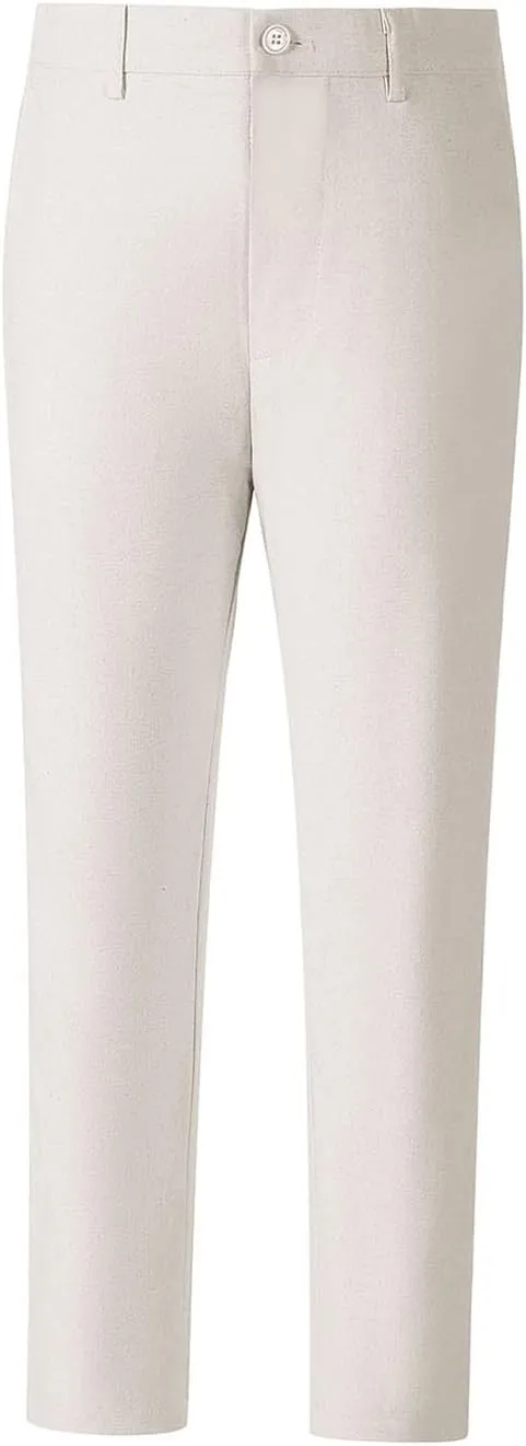 Boys' Linen Pants Lightweight Flat Front Dress Pants Kids School Uniform