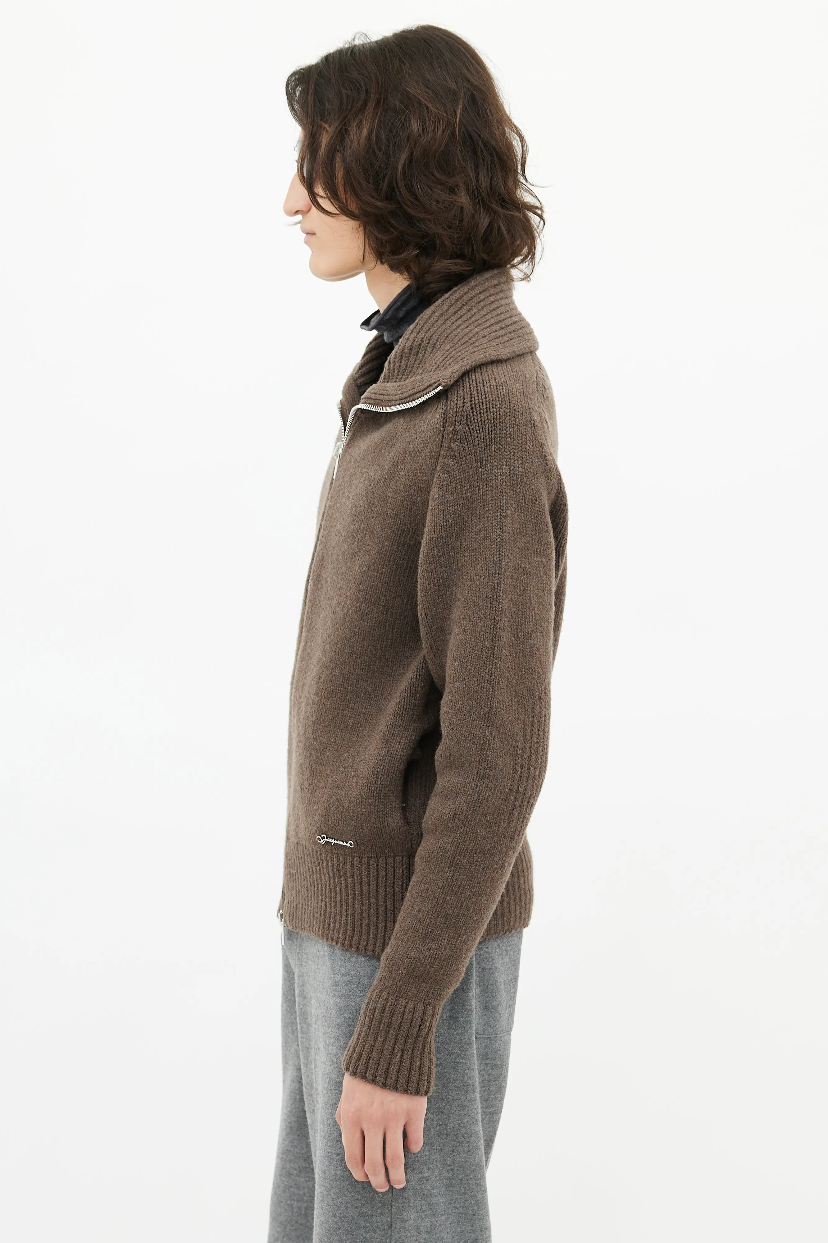 Brown Wool Knit Sweater