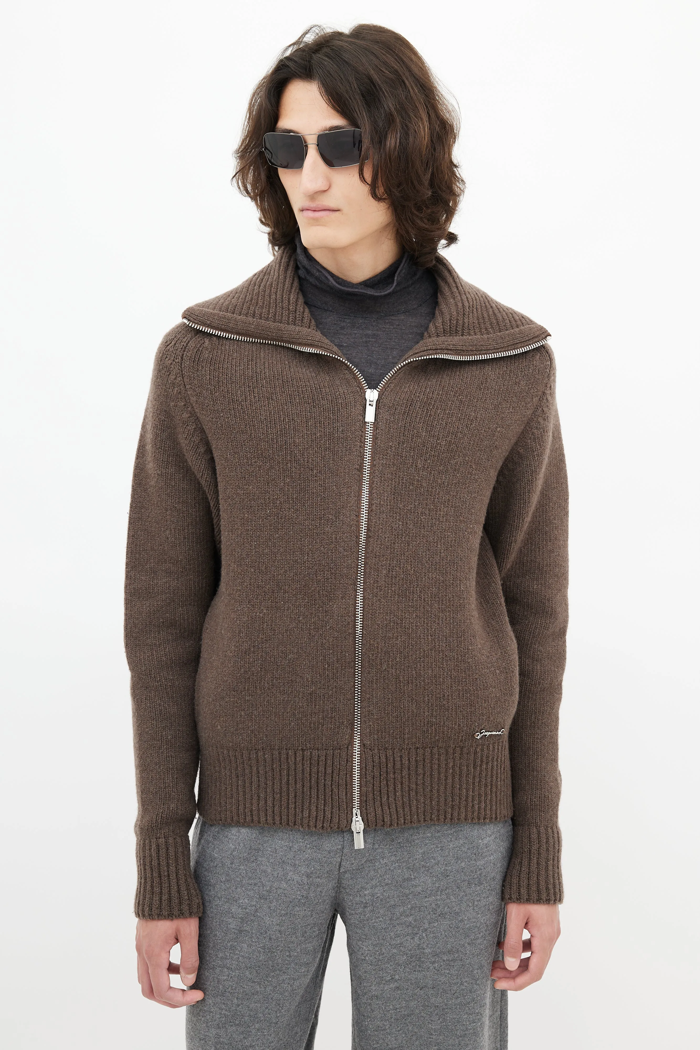 Brown Wool Knit Sweater