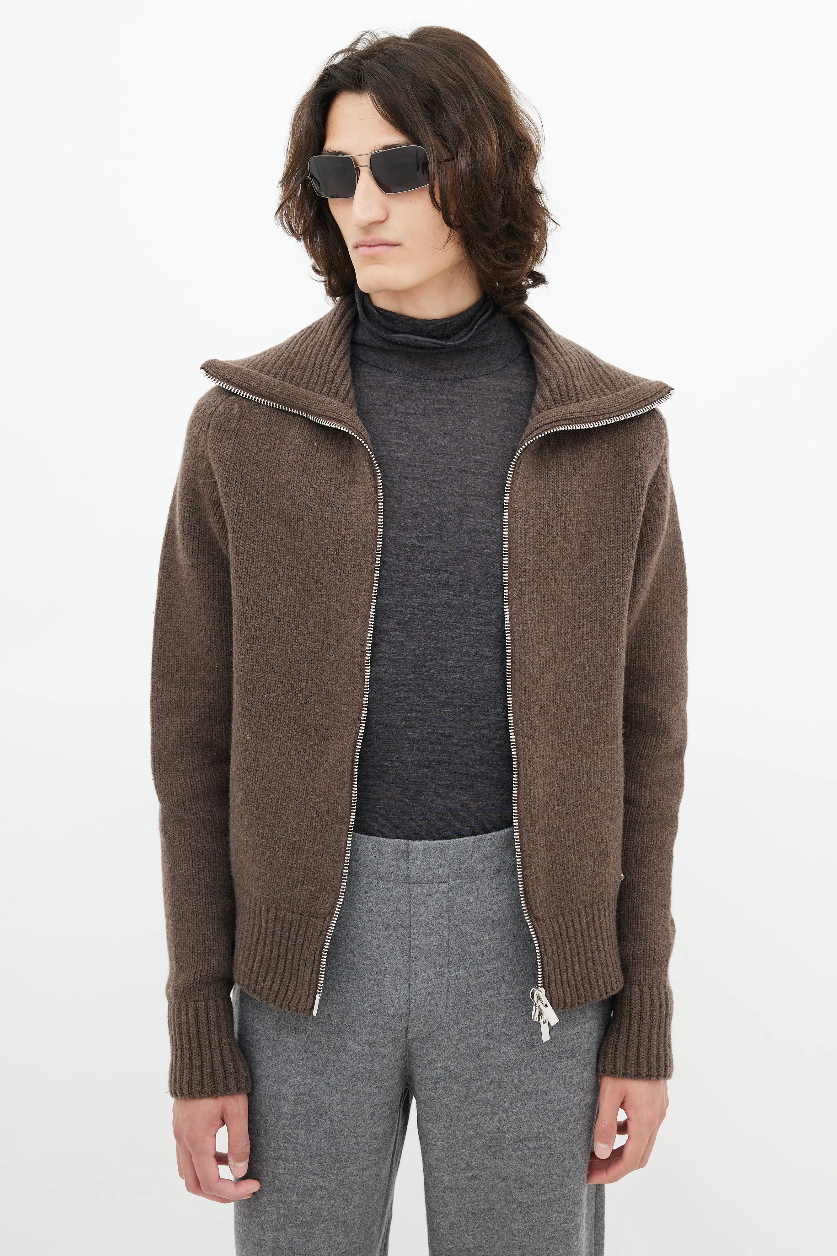 Brown Wool Knit Sweater