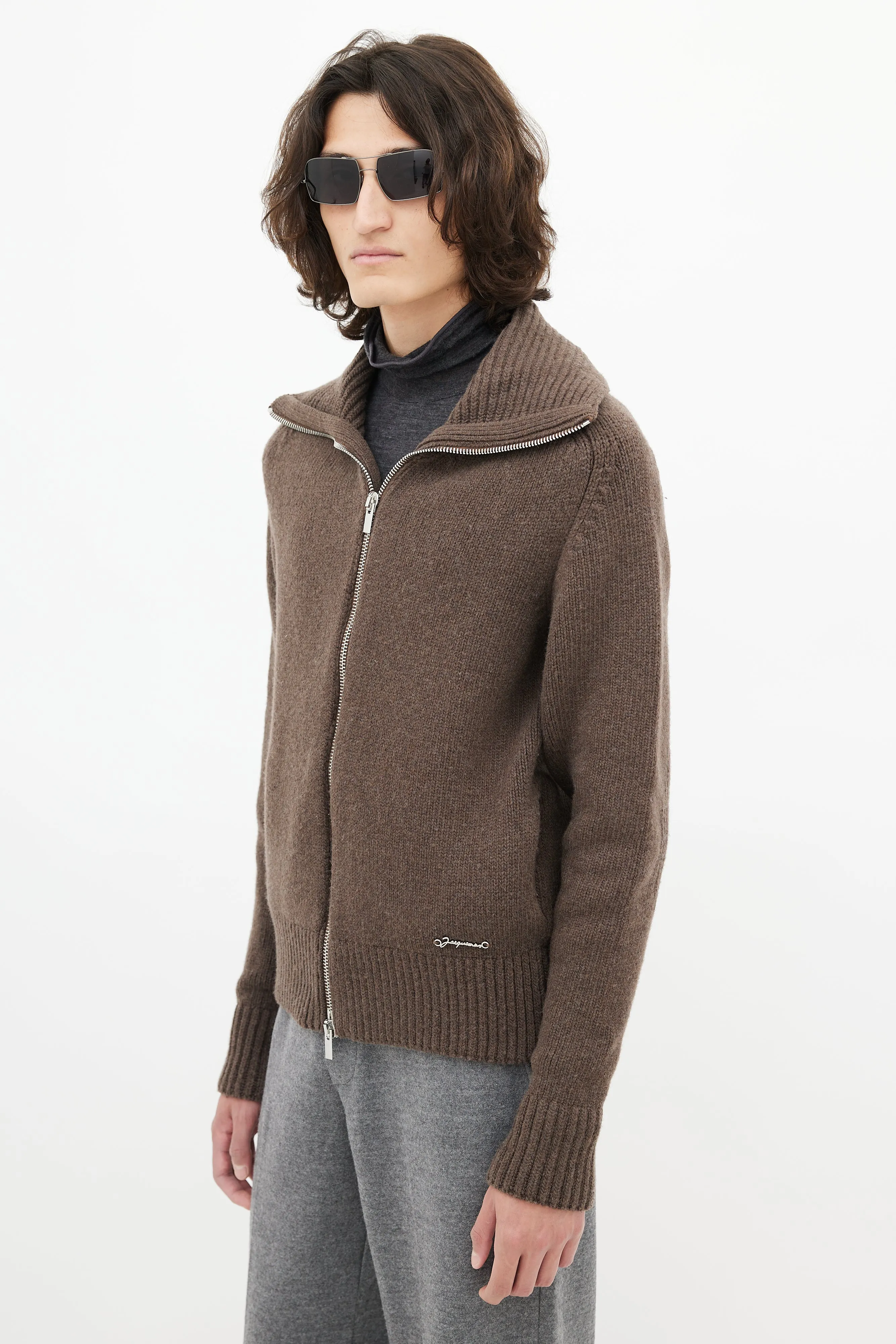 Brown Wool Knit Sweater