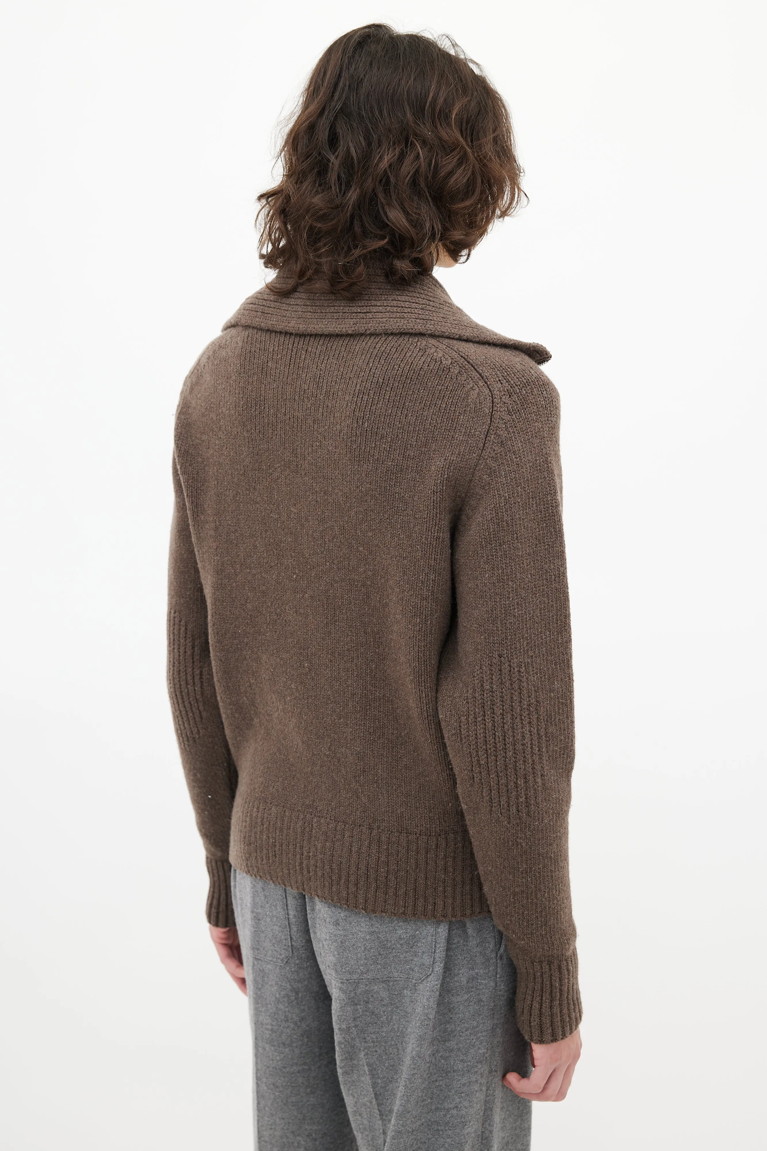 Brown Wool Knit Sweater
