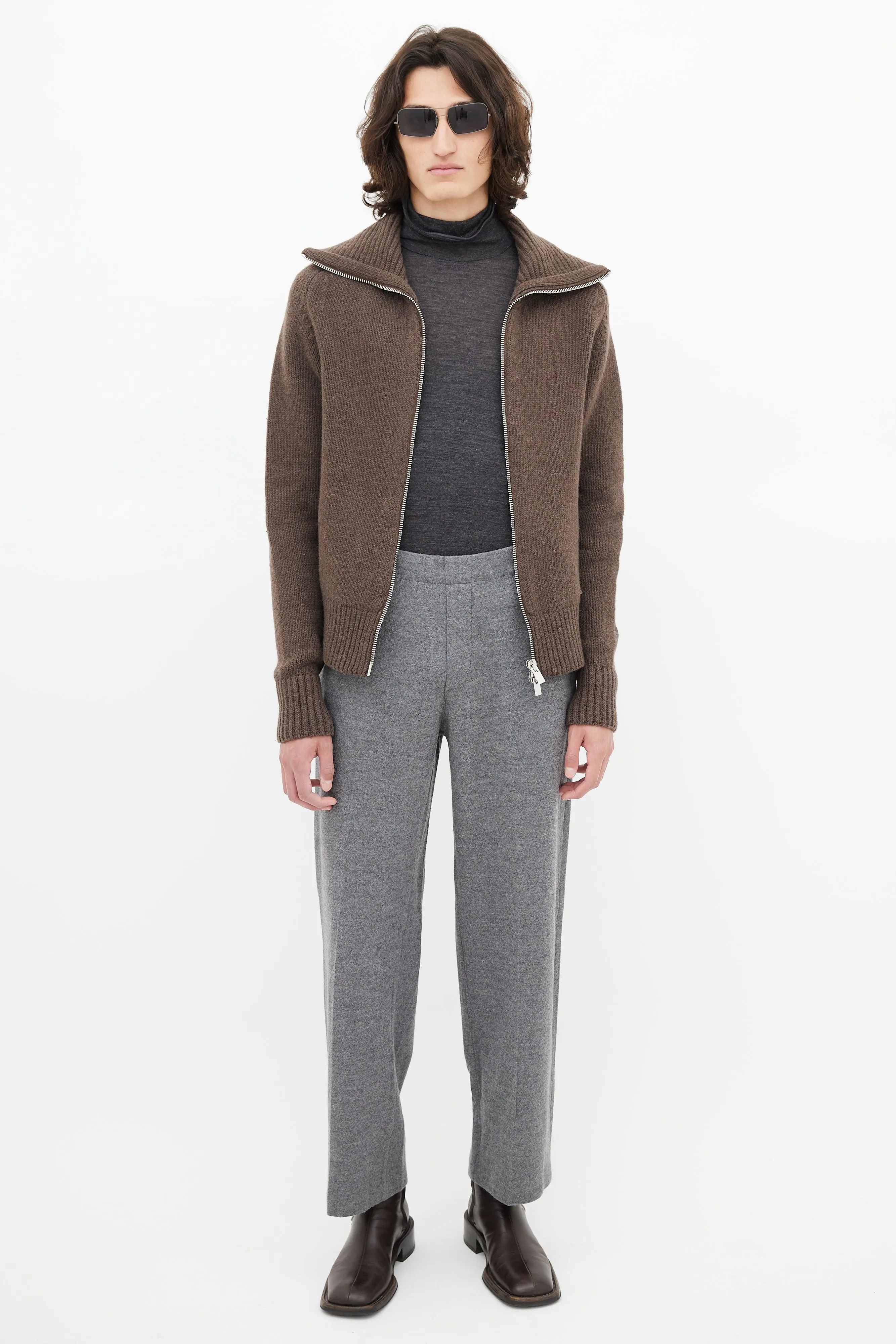 Brown Wool Knit Sweater