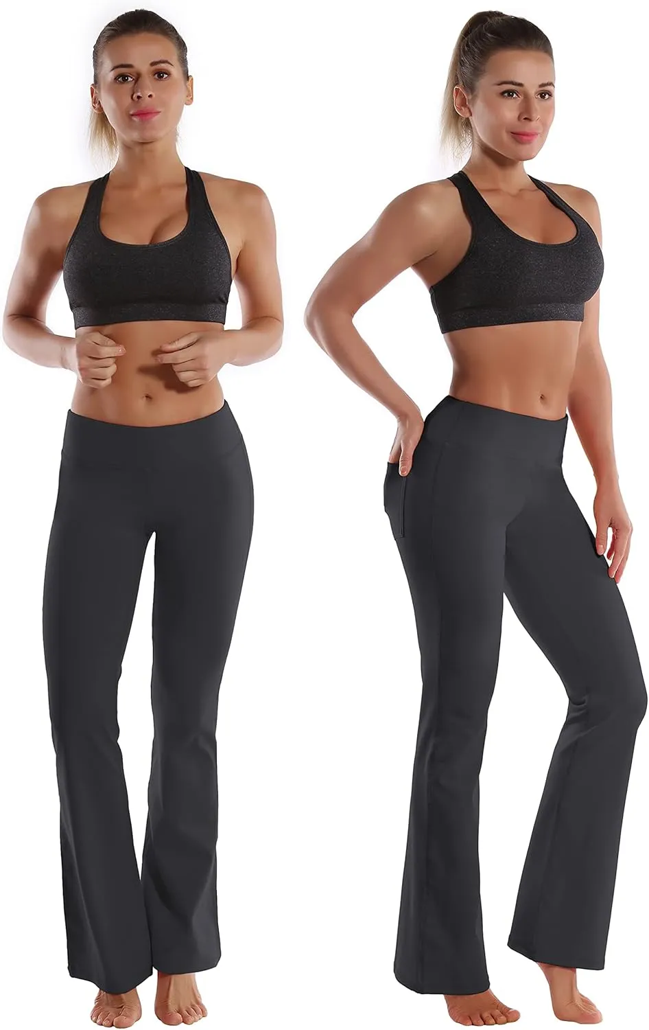BUBBLELIME 29"/31"/33"/35" 3 Styles Women's Bootcut Yoga Pants Basic/Back Pockets High Waist Workout Tummy Control Flare