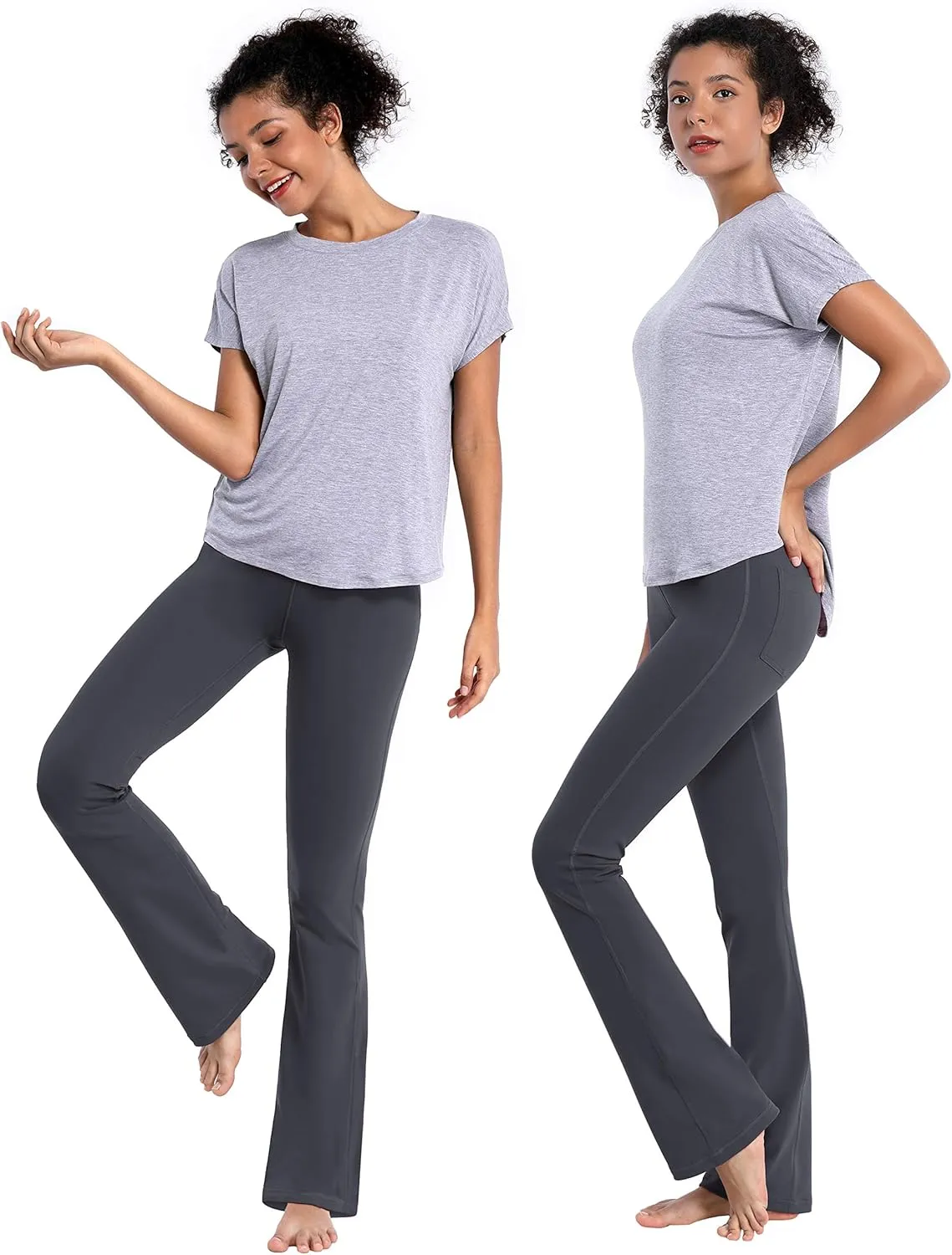 BUBBLELIME 29"/31"/33"/35" 3 Styles Women's Bootcut Yoga Pants Basic/Back Pockets High Waist Workout Tummy Control Flare