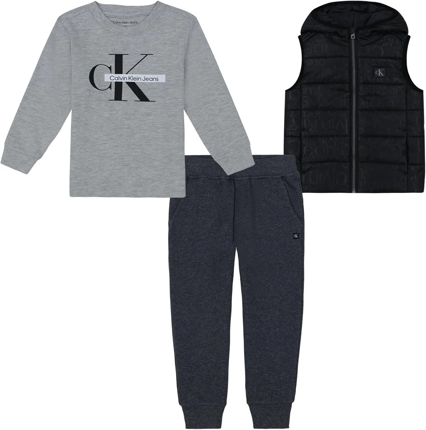 Calvin Klein baby-boys 3pc Puff Vest Pant Set