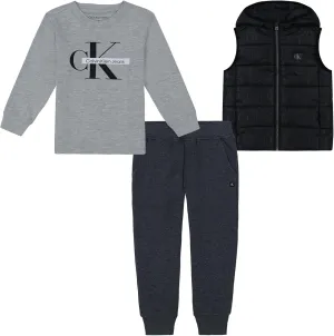 Calvin Klein baby-boys 3pc Puff Vest Pant Set