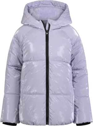 Calvin Klein Girls' Short Length Hooded Winter Puffer Jacket with Fleece Lining