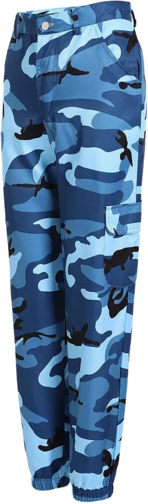 Camo Cargo Pants for Women Fashion Y2K High Waist Military Army Cargo Pants Sweatpants with Pockets Jogger Trousers