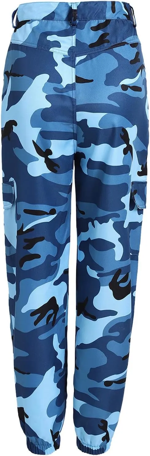 Camo Cargo Pants for Women Fashion Y2K High Waist Military Army Cargo Pants Sweatpants with Pockets Jogger Trousers