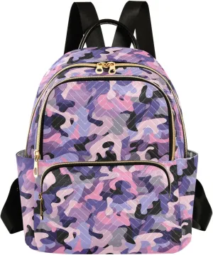 Camouflage Purple Pink 14 Inch women fashion backpack for women backpack diaper bag for ladies,teen girls