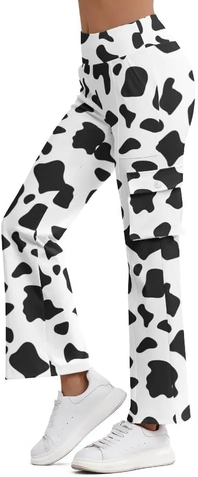 Cargo Flare Leggings for Women with 4 Pockets High Waist Yoga Casual Pants Workout Bootcut Yoga Cargo Pants