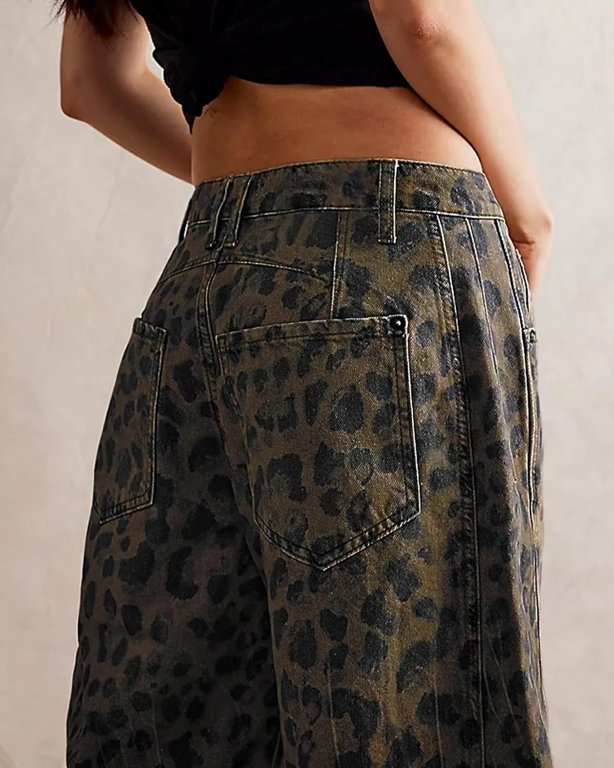 CHARTOU Women's Wide Leg Cropped Baggy Y2k Mid Rise Jeans - Boyfriend Harem Denim Pants