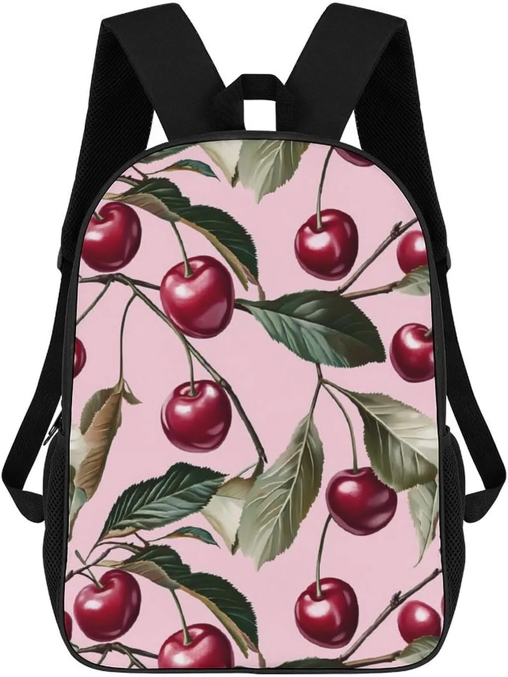 Cherry And Leaves Fashion 17 Inch Backpack Simple Shoulders Daypacks Lightweight Laptop Bag Travel Gear