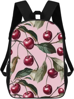 Cherry And Leaves Fashion 17 Inch Backpack Simple Shoulders Daypacks Lightweight Laptop Bag Travel Gear