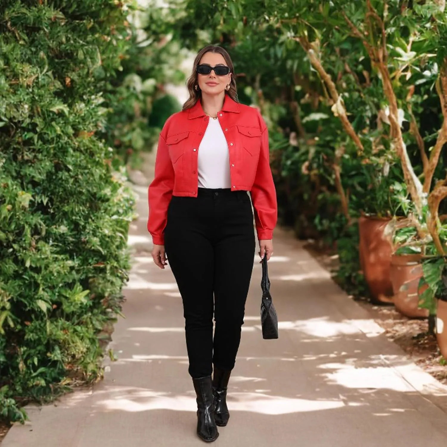 CHIGUO Women Faux Leather Cropped Jacket Trendy Moto Biker Short Jacket Fashion PU Coat Party Jacket