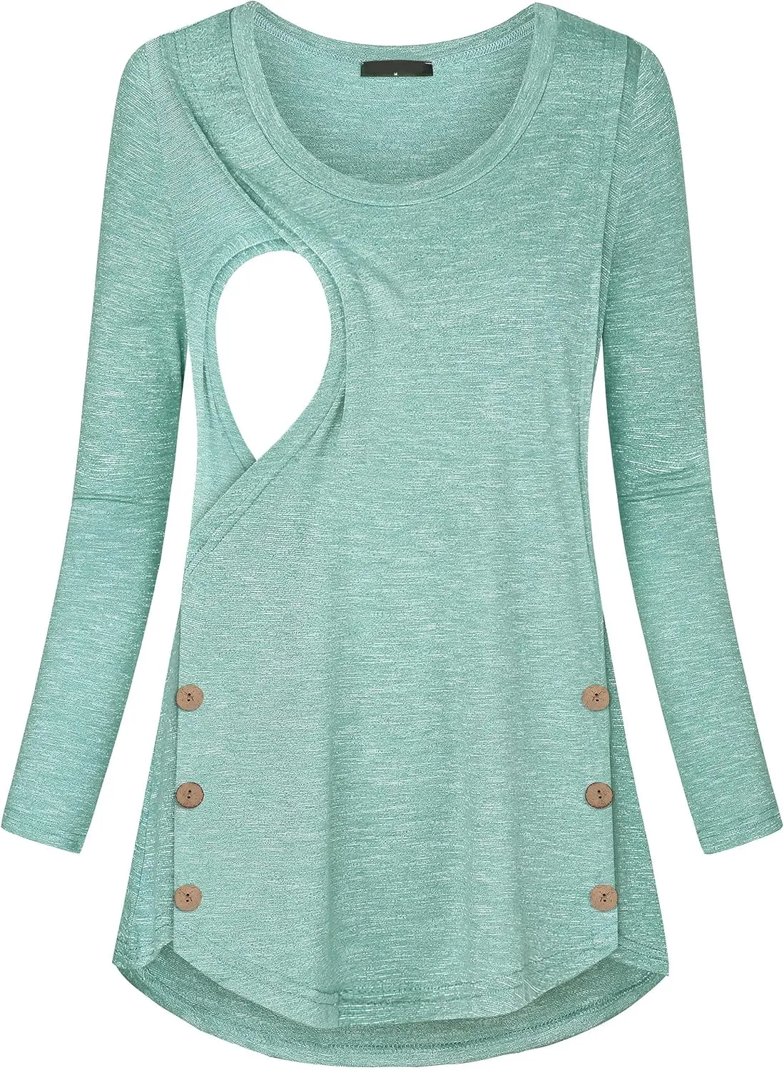 connche Women's Button Side Maternity Tunic Nursing Tops for Breastfeeding