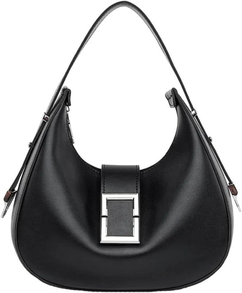 Crescent Shoulder Bag for Women Small Trendy Tote Purse Vegan Leather Clutch Handbag Satchel Adjustable Strap