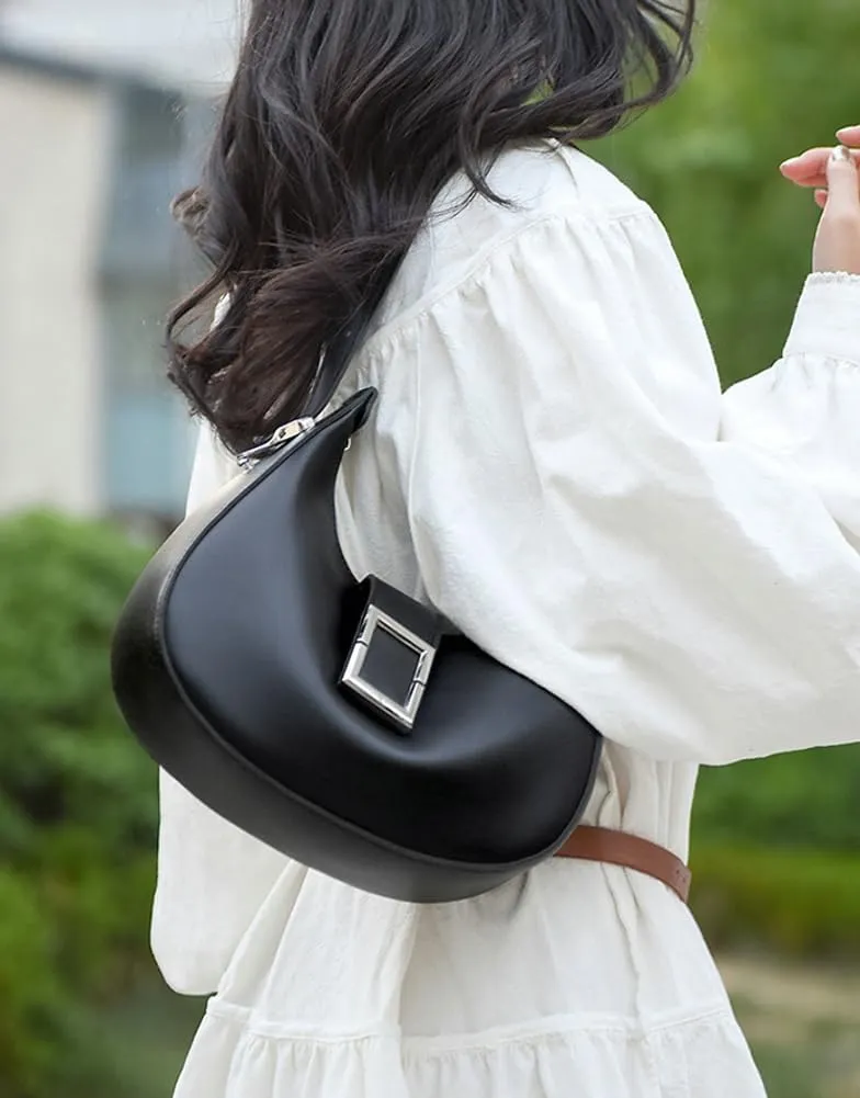 Crescent Shoulder Bag for Women Small Trendy Tote Purse Vegan Leather Clutch Handbag Satchel Adjustable Strap
