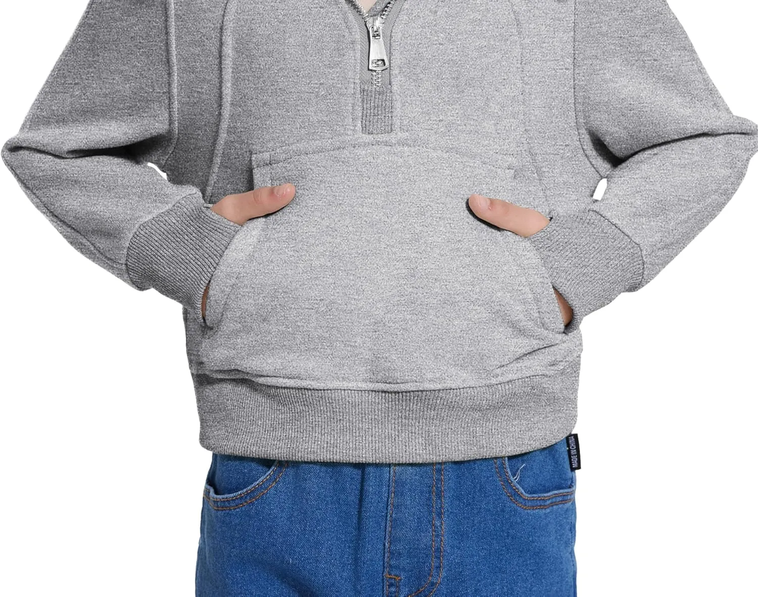 Cropped Hoodies for Girls Half Zip Up Sweatshirts Casual Long Sleeve Fleece Pullover Tops with Pockets Thumb Hole