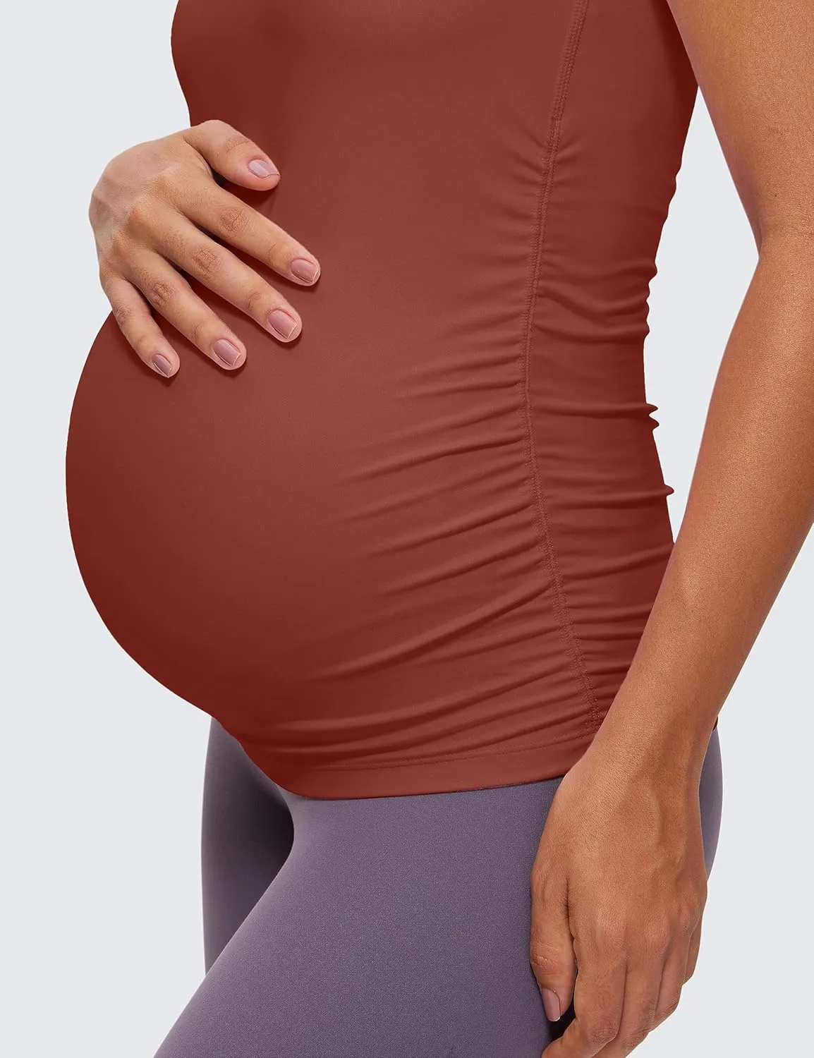 CRZ YOGA Butterluxe Y Back Maternity Tank Tops for Women Ruched Pregnancy Basic Camisole Sleeveless Athletic Yoga Shirts