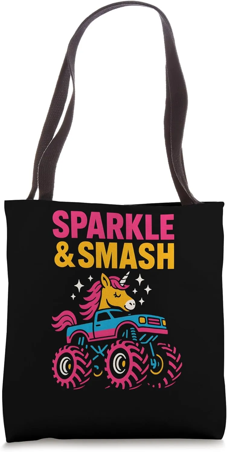 Cute Unicorn Monster Truck Sparkle & Smash Girls Cute Tote Bag