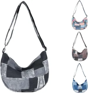 Denim Patchwork Shoulder Bag for Women, Jean Purses Hobo Bag Y2K Denim Tote Handbags Crossbody Tote