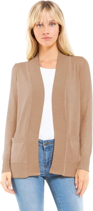 Design by Olivia Women's Open Front Long Sleeve Classic Knit Cardigan