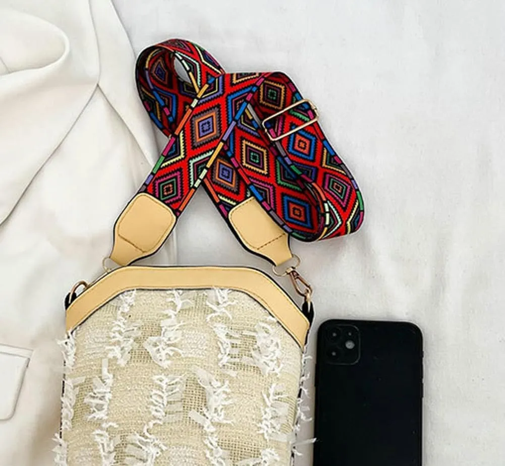 Ethnic Bucket Bags for Women Retro Canvas Bag Handbags Trendy Crossbody Bag Shoulder Purse 2024