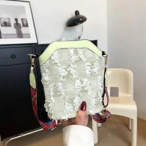 Ethnic Bucket Bags for Women Retro Canvas Bag Handbags Trendy Crossbody Bag Shoulder Purse 2024