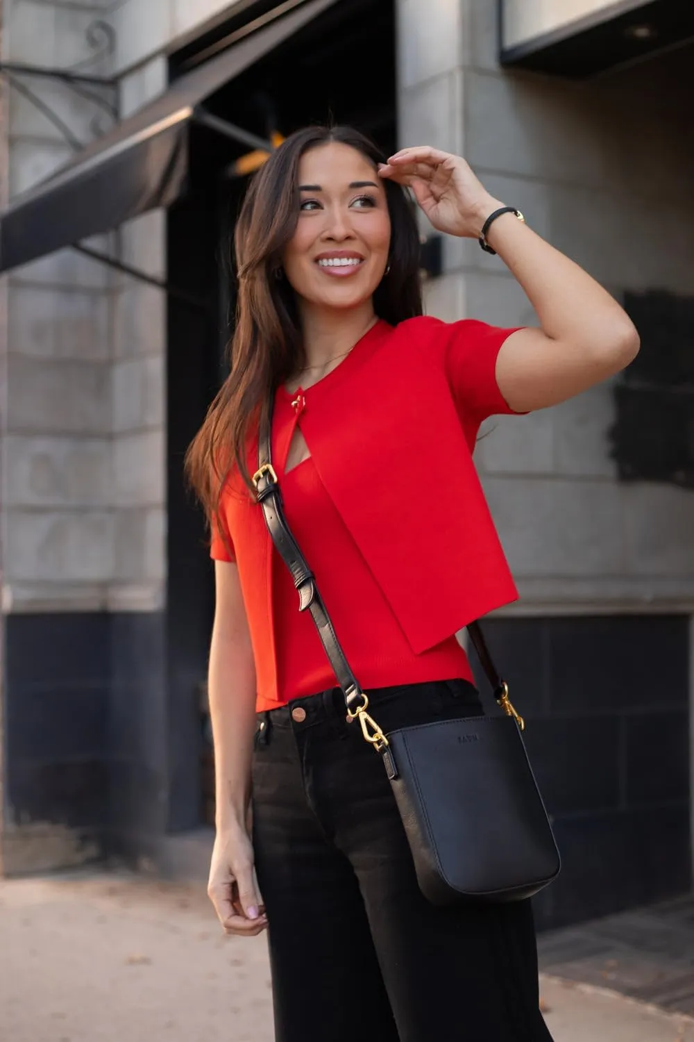 FAWN DESIGN The Essential Crossbody Phone Bag, Faux Leather Phone Crossbody Bag 2 Detachable Adjustable Messenger Straps
