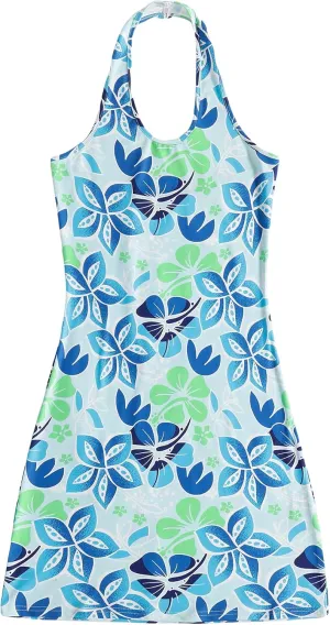 Floerns Women's Sleeveless Halter Backless Tie Back Floral Bodycon Mini Dress