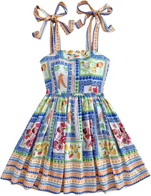 Floerns Women's Summer Floral Print Tie Shoulder Cami Dress Flare Hem Boho Mini Dress