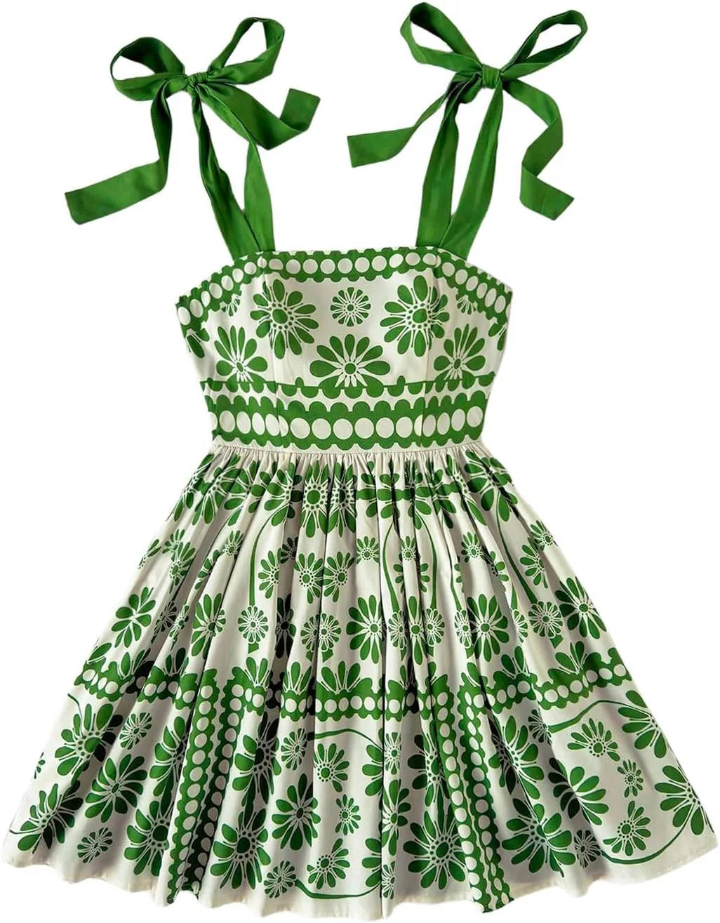 Floerns Women's Summer Floral Print Tie Shoulder Cami Dress Flare Hem Boho Mini Dress