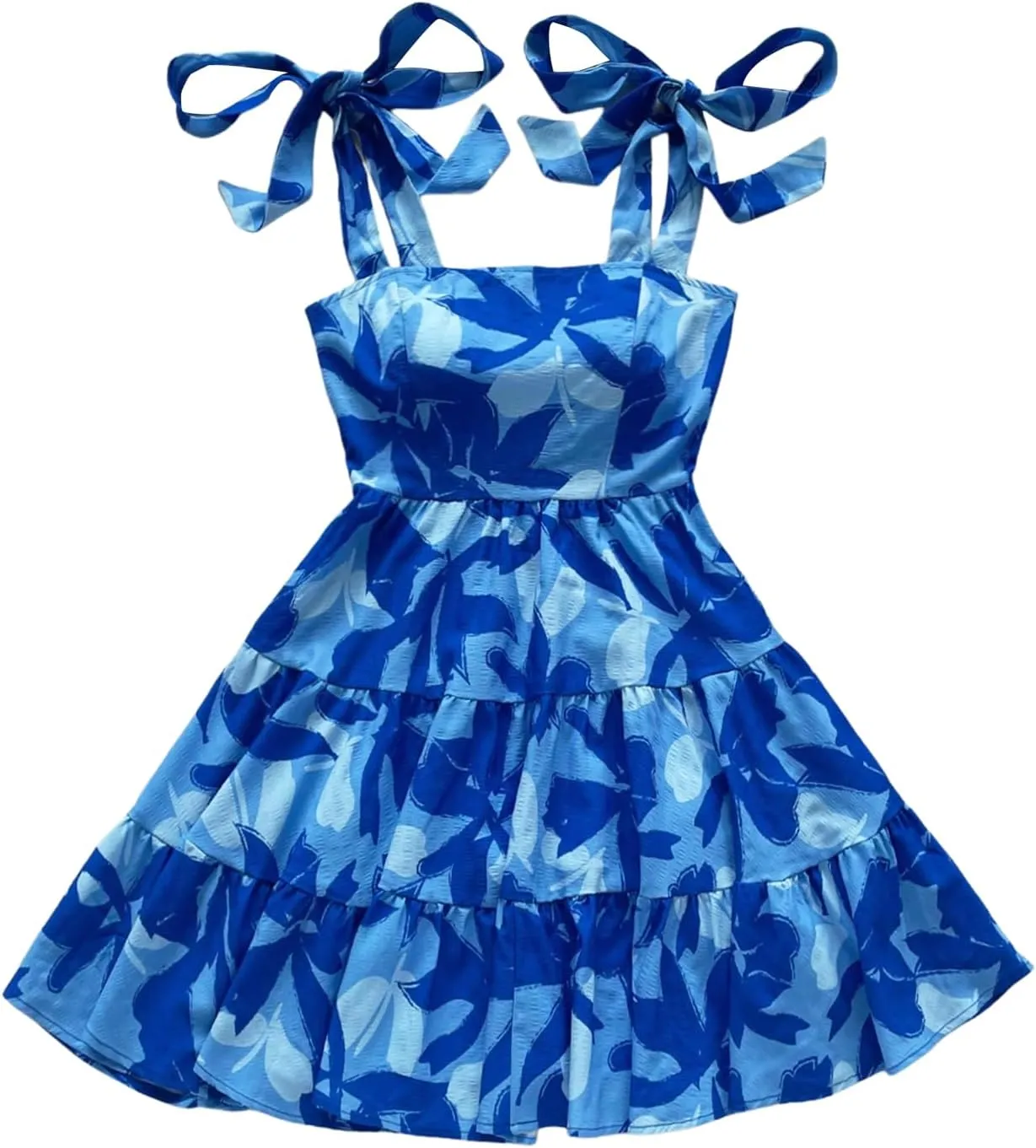Floerns Women's Summer Floral Print Tie Shoulder Cami Dress Flare Hem Boho Mini Dress