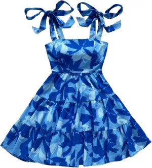 Floerns Women's Summer Floral Print Tie Shoulder Cami Dress Flare Hem Boho Mini Dress