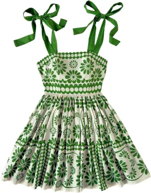 Floerns Women's Summer Floral Print Tie Shoulder Cami Dress Flare Hem Boho Mini Dress